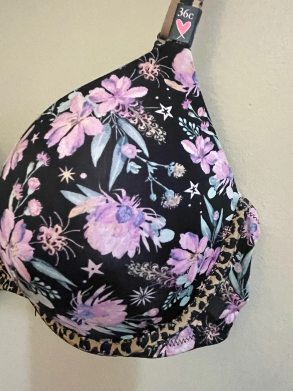 Victoria’s Secret Black & Pink Floral & Animal Print Push-Up Bra – Size 36C NWT - Picture 6 of 13